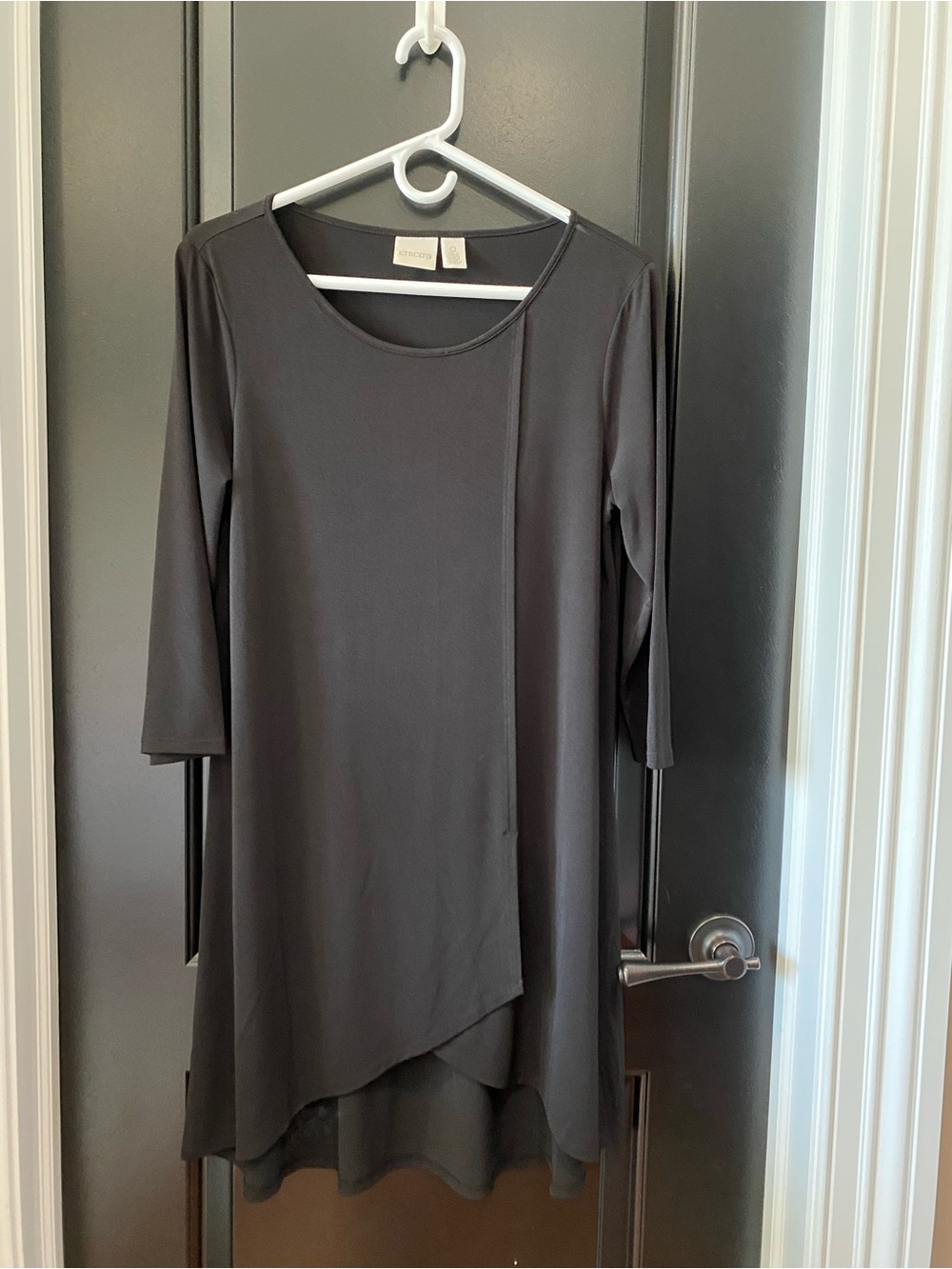 Chico's 3/4-Sleeve Black Scoop Neck Tunic Or Dress